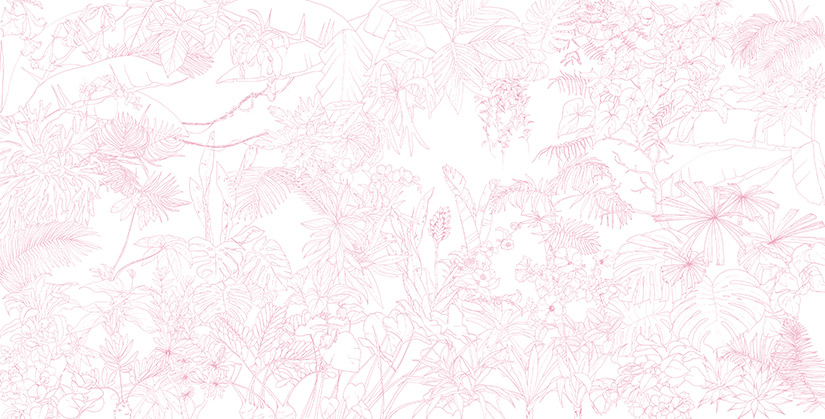 Papier peint Jungle Tropical Rose Big Panoramique